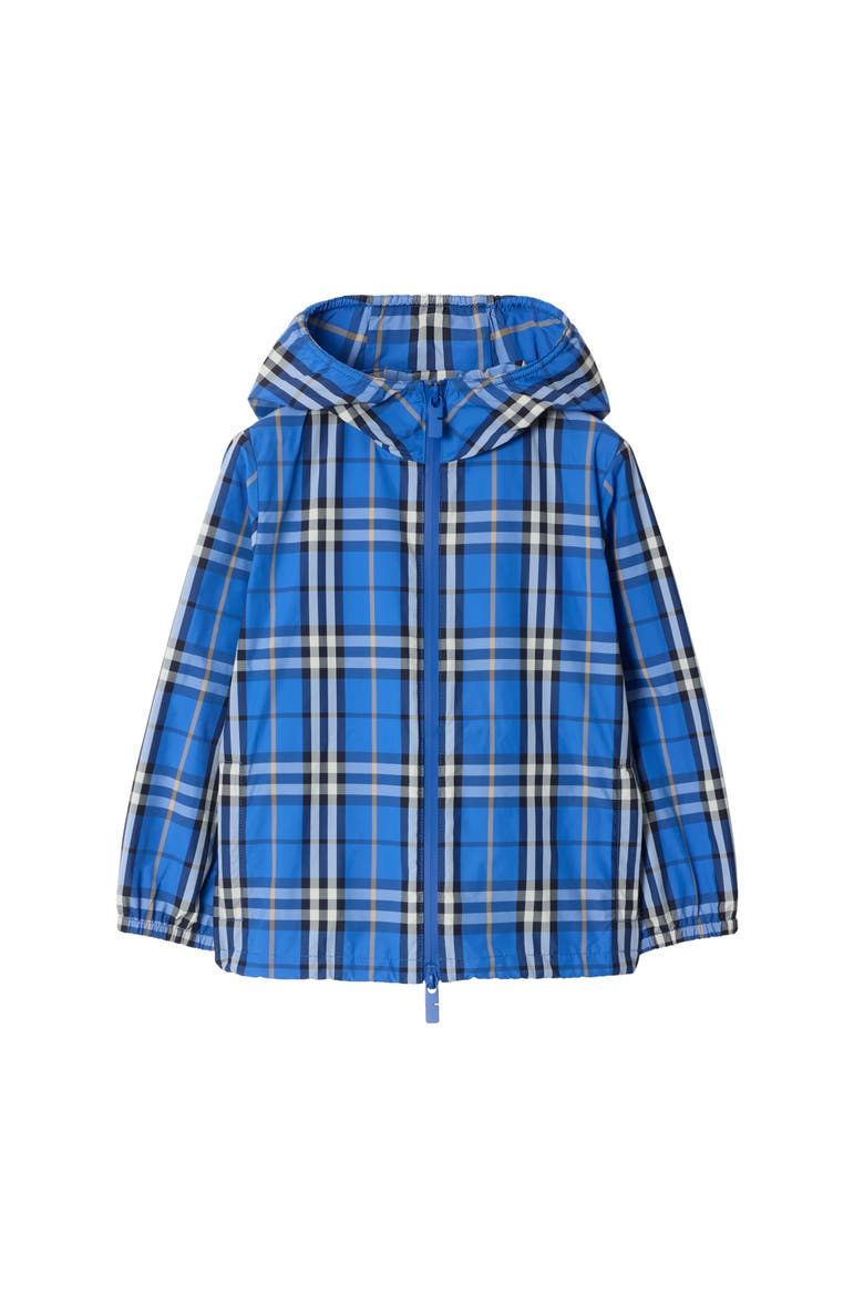 Check Nylon Hooded Jacket, Main, color, Hyacinth blue