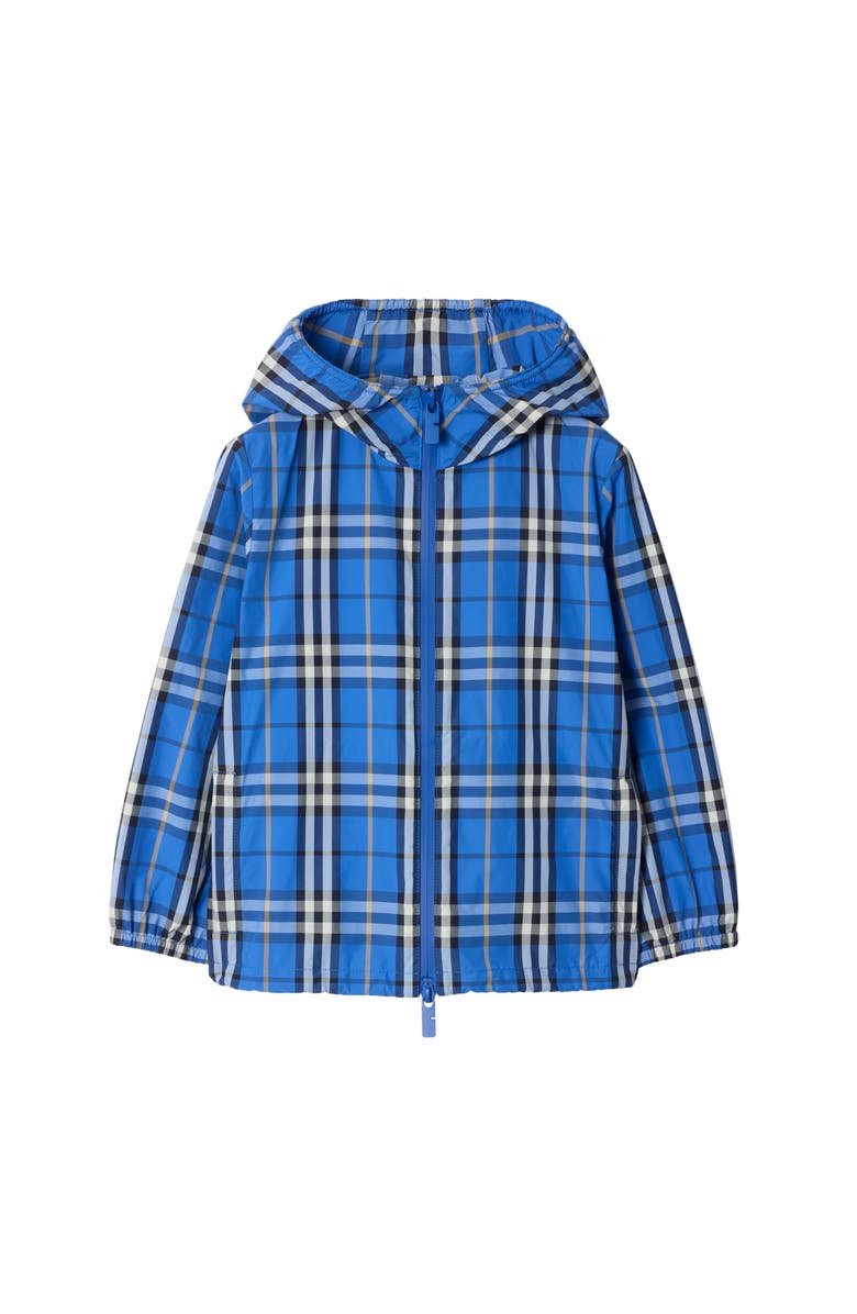 Burberry Check Nylon Hooded Jacket, Main, color, Hyacinth Blue