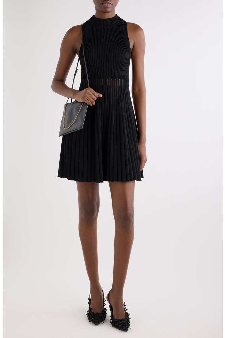 Sleeveless Rib Sweater Dress, Alternate, color, BLACK