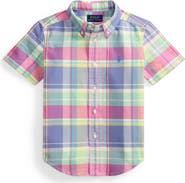 Polo Ralph Lauren Kids' Classic Plaid Short Sleeve Cotton Button-Down Shirt