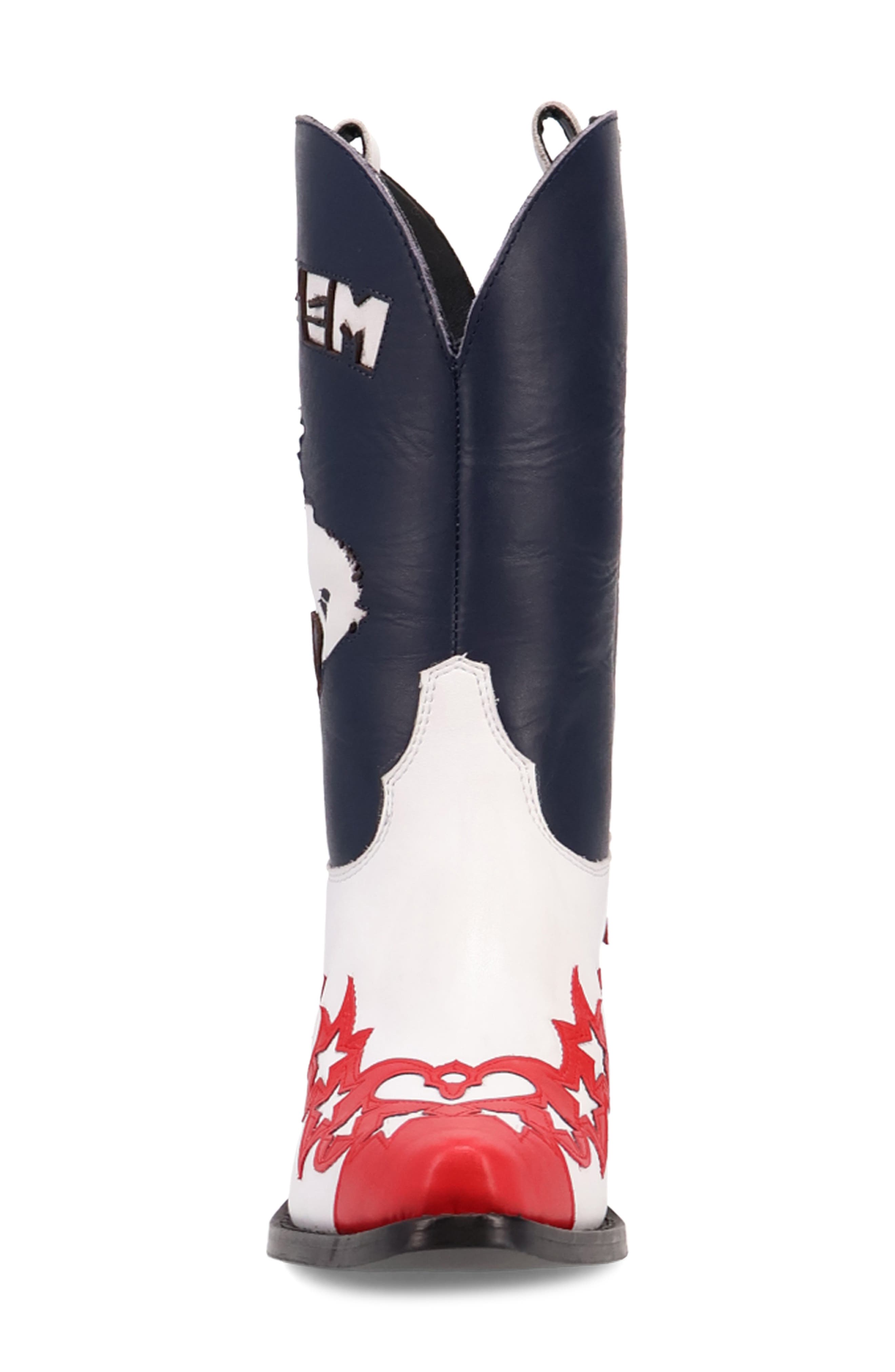 Dingo Cowgirl Western Boot, Alternate, color, White/Blue/Red