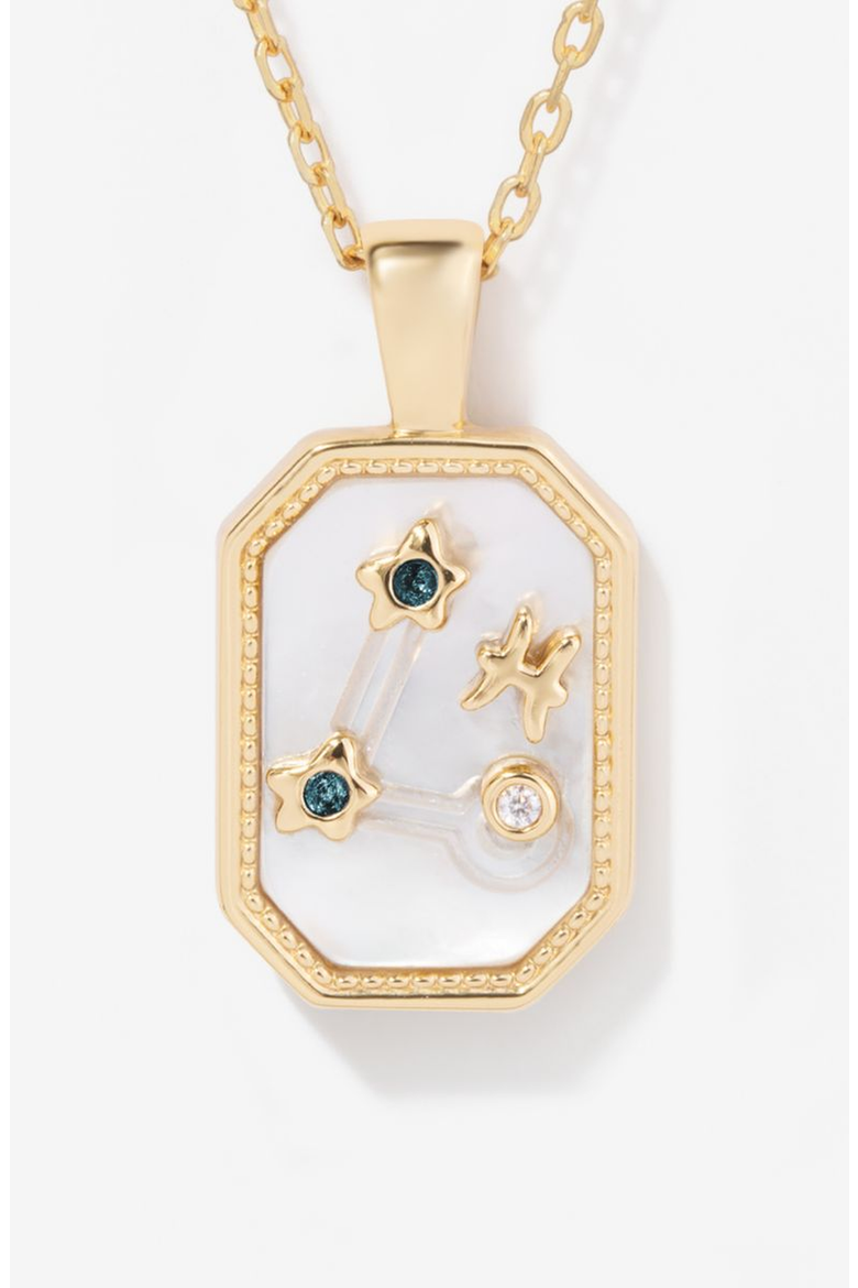 Birthstone Zodiac Charm Necklace, Main, color, Pisces/March