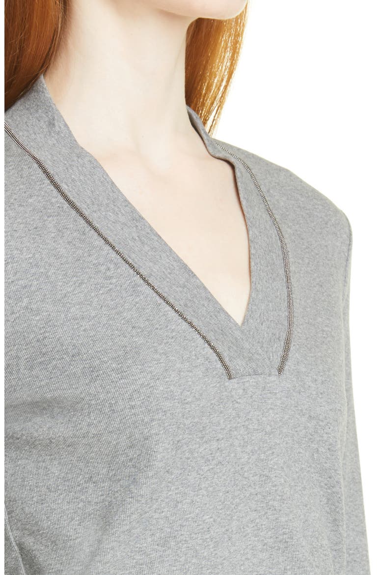 Beaded Collar Rib Top, Alternate, color, 8132 GREY