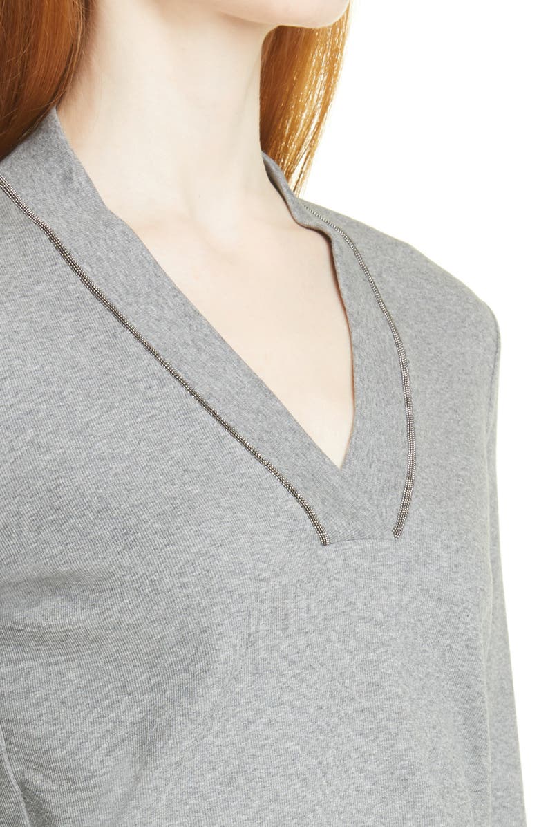 Fabiana Filippi Beaded Collar Rib Top, Alternate, color, 