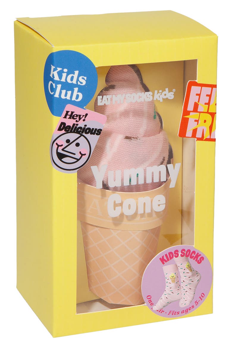 Kids' Yummy Cone 3D Socks, Alternate, color, PINK MULTICOLOR