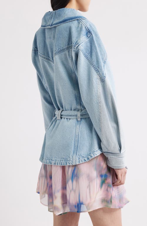 Hugo Boss Peplum-hem Jacket In Blue Rigid Denim With Belt