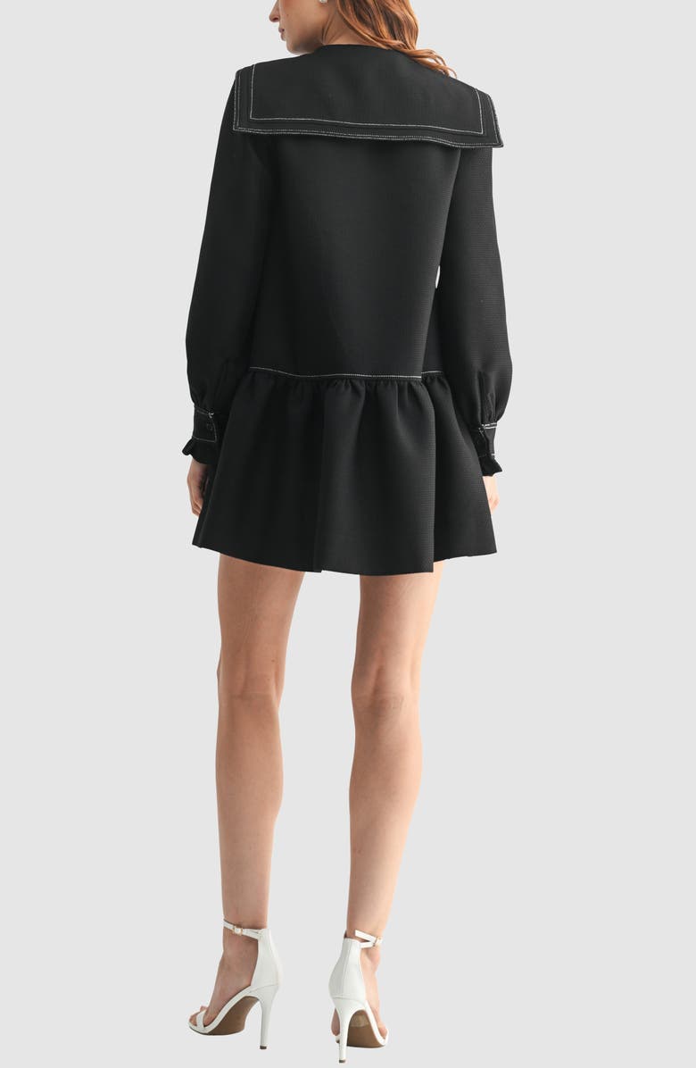 Mila Mae Collared Long Sleeve Ruffle Hem Shirtdress, Alternate, color, Black