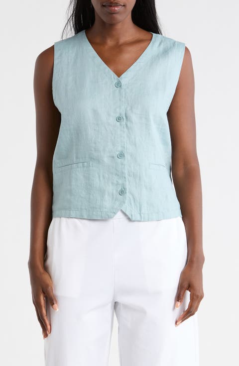V-Neck Organic Linen Vest