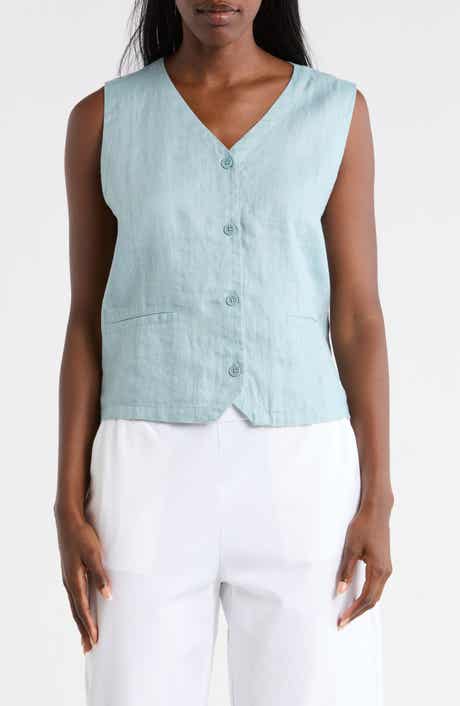 Eileen Fisher V-Neck Organic Linen Vest