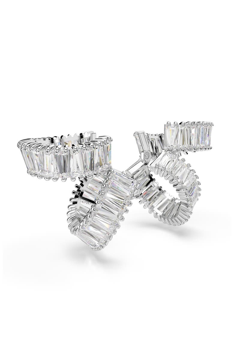 x Ariana Grande Baguette Cubic Zirconia Cuff Earrings, Alternate, color, WHITE/ SILVER