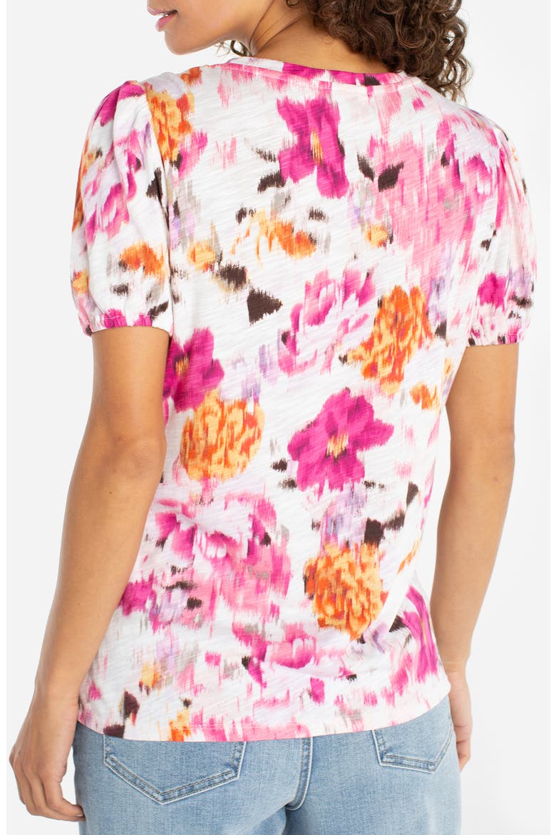 Print Puff Sleeve Top, Alternate, color, PINK MULTI FLRL