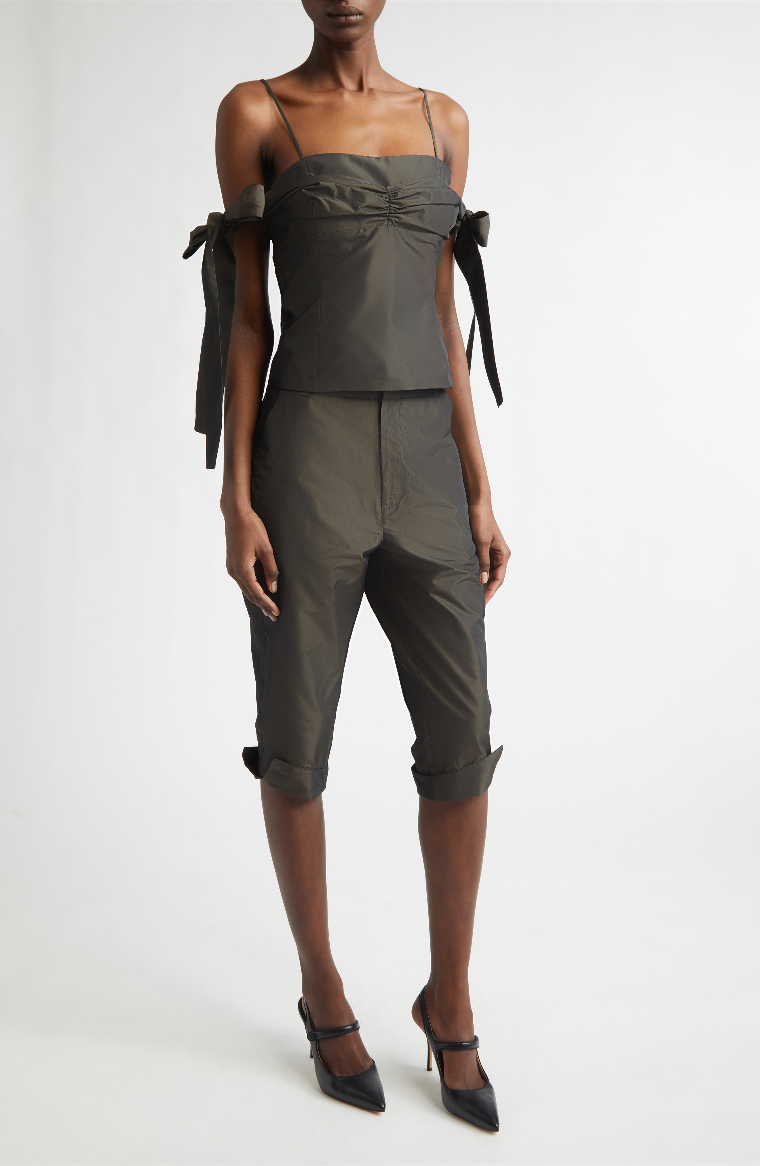 Sami Duchesse Satin Capri Pants - image 2