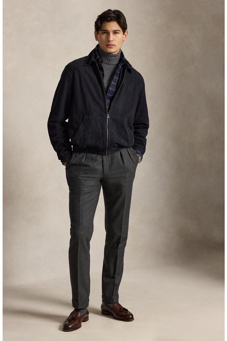 Sheep Suede Bomber Jacket, Alternate, color, NAVY