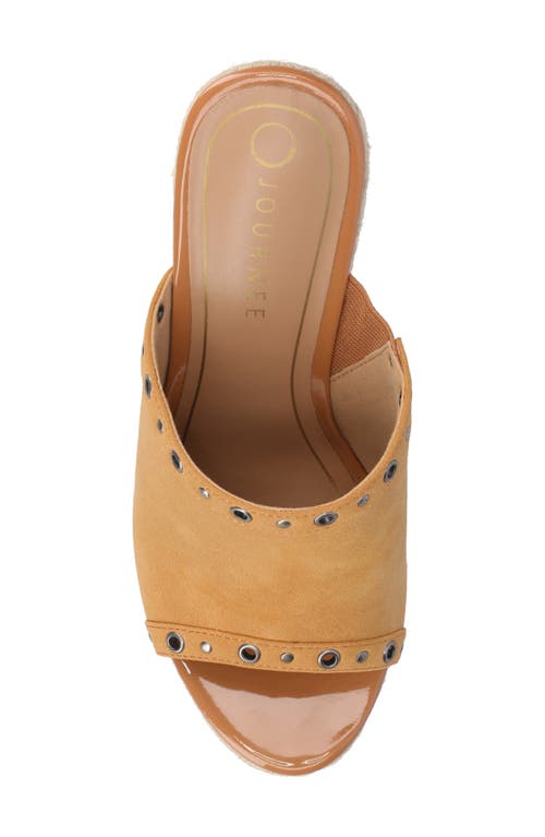 Journee Collection Yari Platform Wedge Espadrille Sandal In Cognac