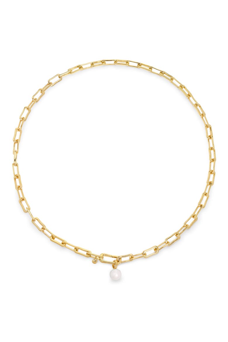 Alta Freshwater Pearl Slim Chain Necklace, Main, color, 18CT GOLD VERMEIL / PEARL