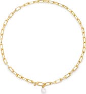 Monica Vinader Alta Freshwater Pearl Slim Chain Necklace