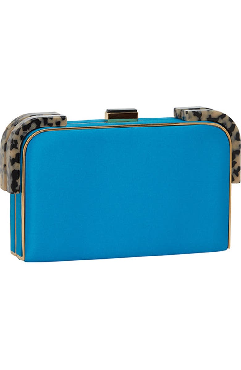 LarAllan Liz Satin Clutch w/strap, Main, color, Aqua Blue