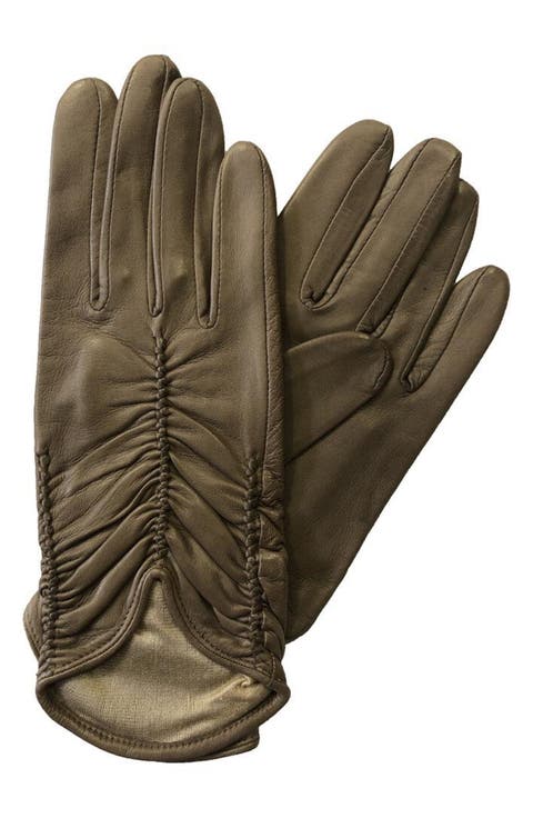 Renee Ruched Leather Gloves