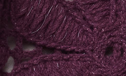 Splendid Magnolia Floral Open Stitch Sweater In Burgundy