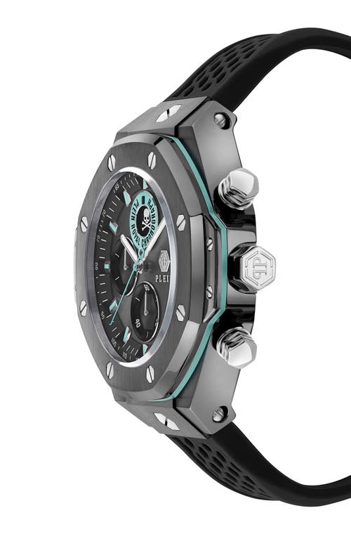 Philipp Plein Plein Chrono Royal Silicone Watch In Ip Gunmetal