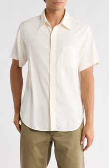 BUCK MASON Draped Twill Short Sleeve Button-Up Shirt
