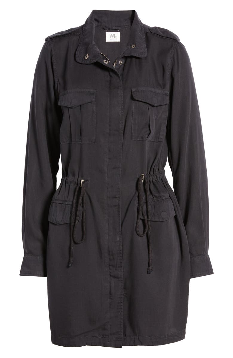 Wash Lab Denim Road Trim Split Hem Zip-Up Jacket, Alternate, color, Vintage Black