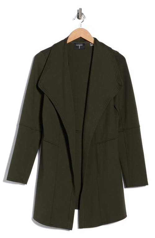 T Tahari Drape Front Scuba Knit Jacket In Green