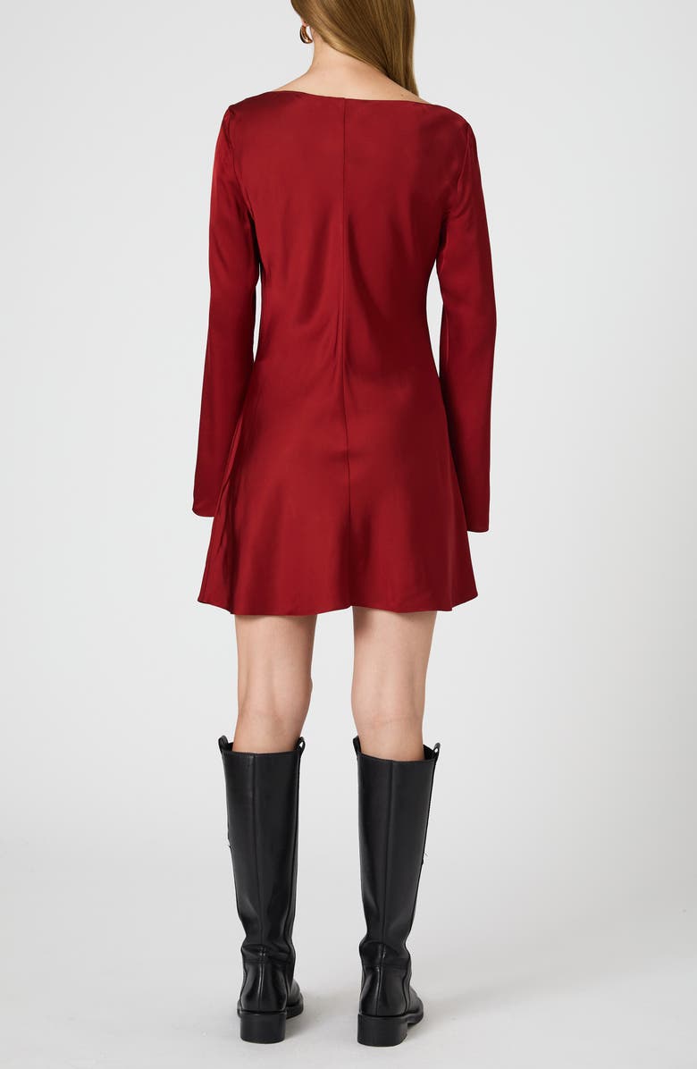 French Connection Ennis Long Sleeve Satin Minidress, Alternate, color, 60-Wine