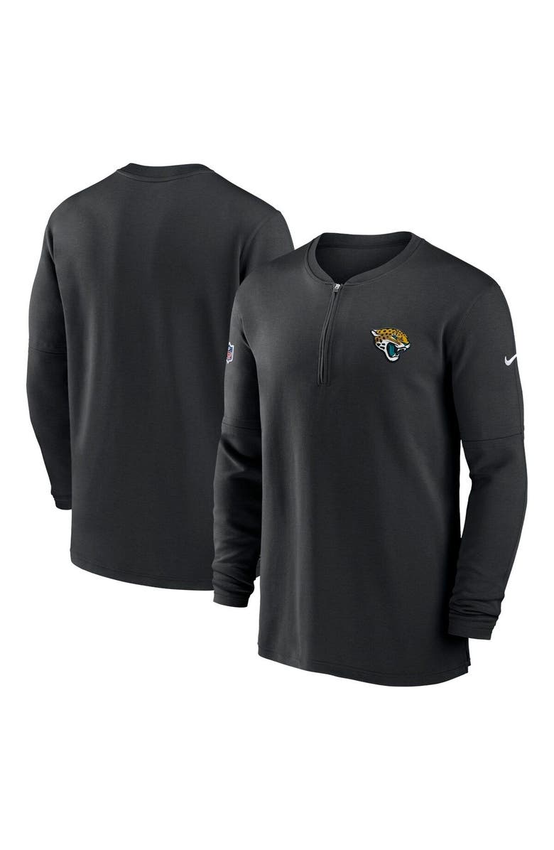 Nike Men's Nike  Black Jacksonville Jaguars 2023 Sideline Performance Long Sleeve Tri-Blend Quarter-Zip Top, Main, color, 