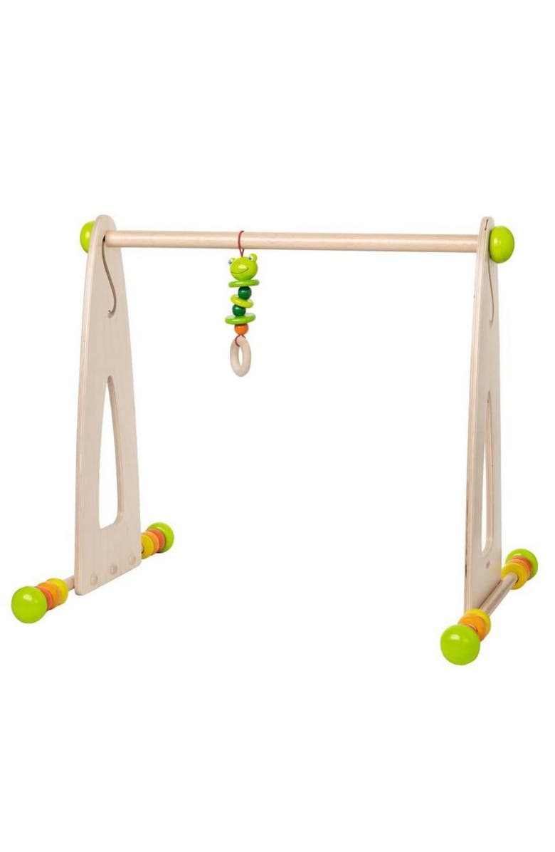 HABA Color Fun Play Gym - Wooden Activity Center with Adjustable Height, Sliding Discs and Dangling Frog, Alternate, color, 