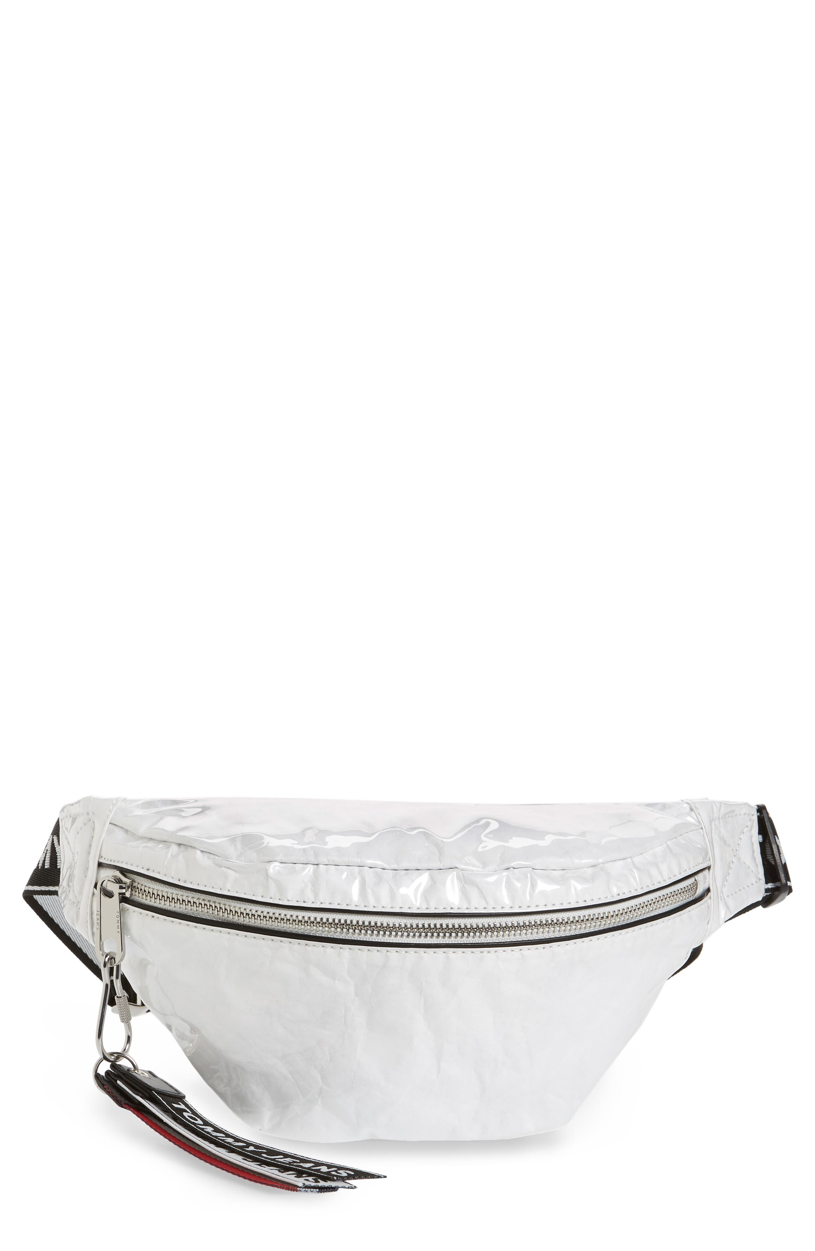 Logo Tape Belt Bag, Main, color, BRIGHT WHITE