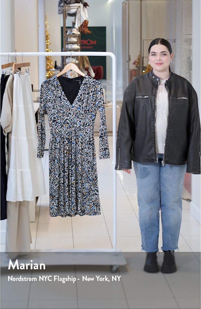 Abstract Print Long Sleeve Fit & Flare Dress, sales video thumbnail