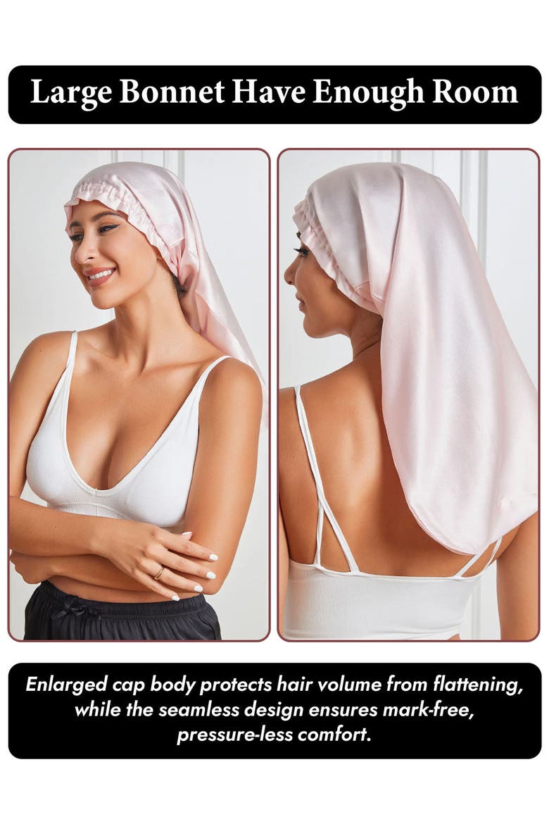 Elegant Long Pure Silk Bonnet, Alternate, color, Pink