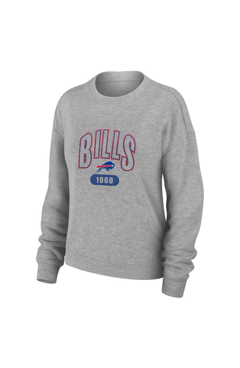 WEAR by Erin Andrews Women's WEAR by Erin Andrews Heather Gray Buffalo Bills Knit Long Sleeve Tri-Blend T-Shirt & Pants Sleep Set, Alternate, color,