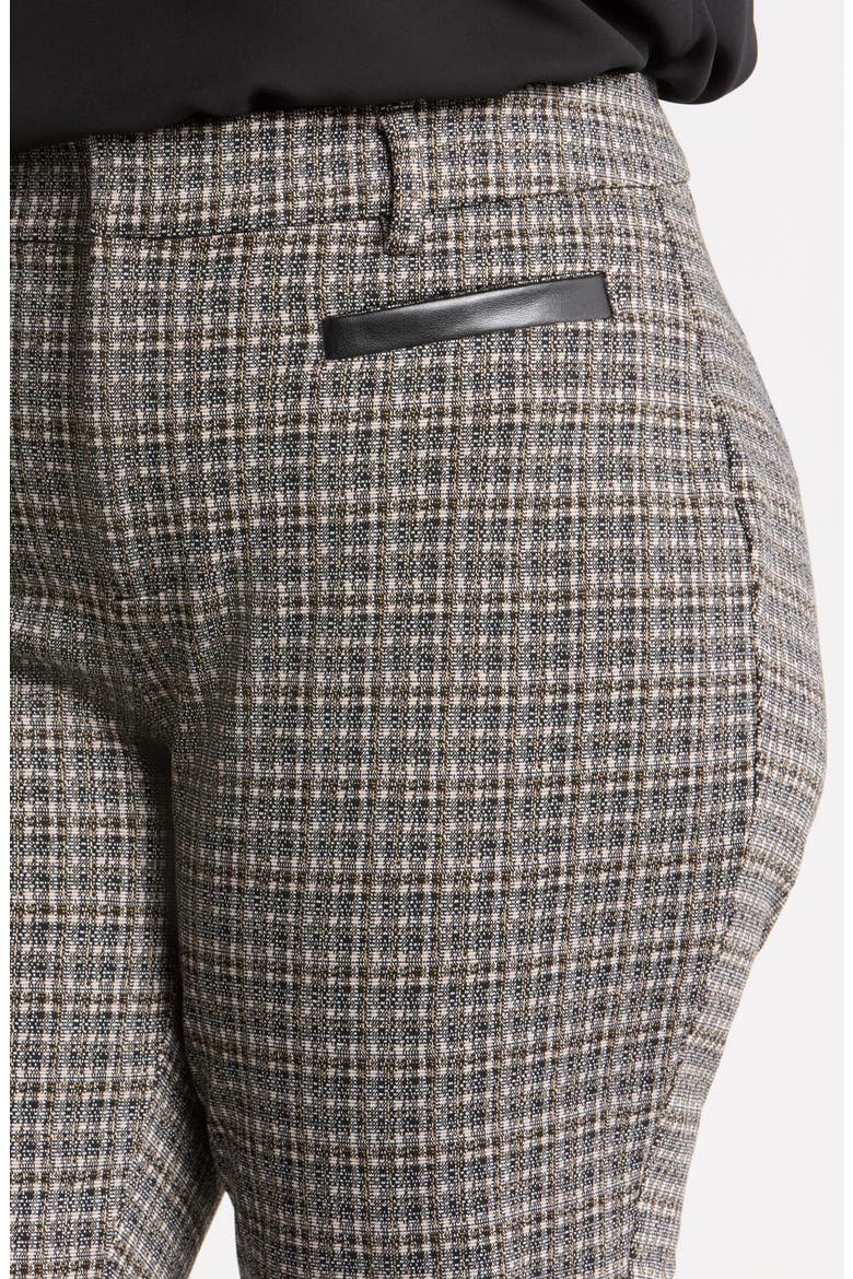 Faux Leather Trim Pants, Alternate, color, BLACK TAN CHECKERED