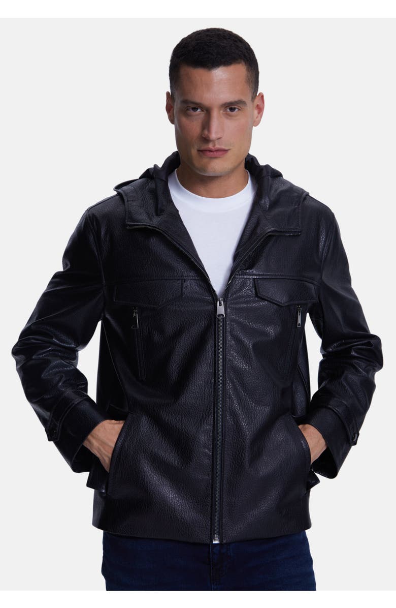 Furniq UK Adrian Leather Jacket, Main, color, Black