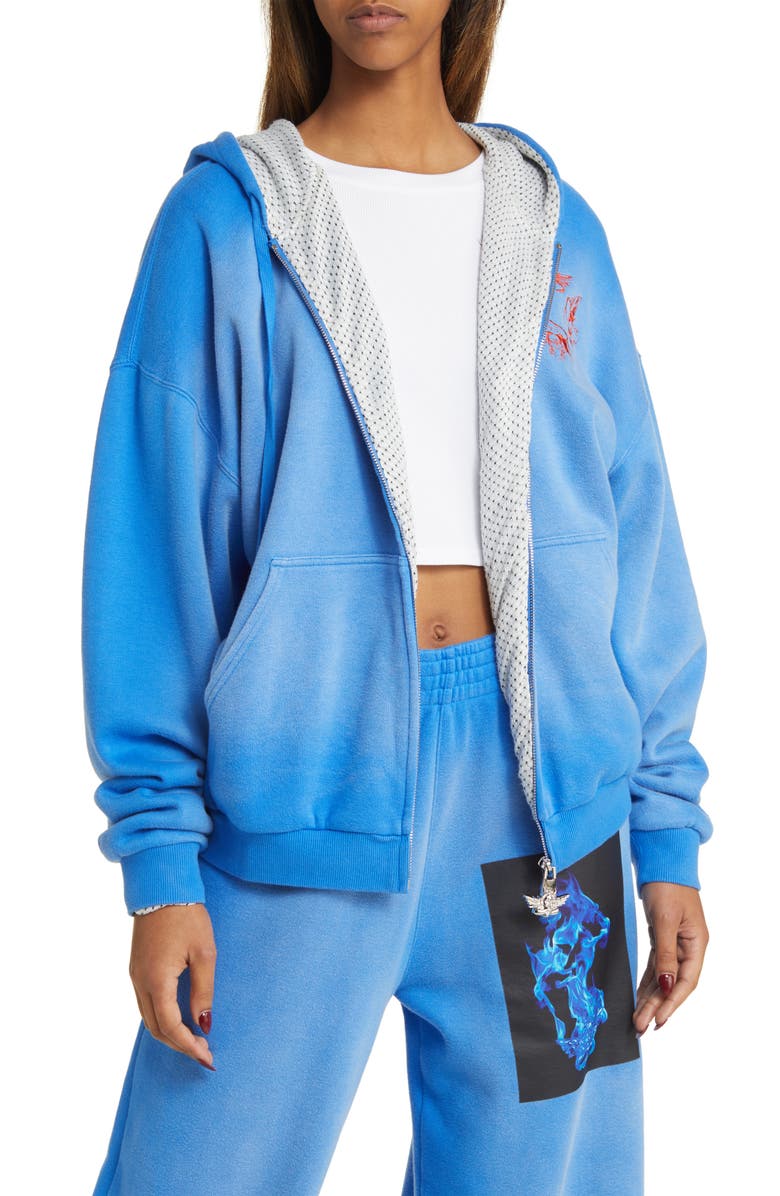 BOYS LIE Electric Love Zip Graphic Hoodie, Main, color,