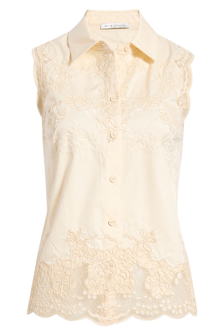 The Ivy Lace Sleeveless Button-Up Shirt, Alternate, color, CHAMPAGNE