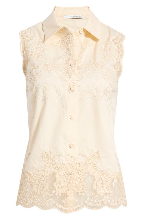 The Ivy Lace Sleeveless Button-Up Shirt