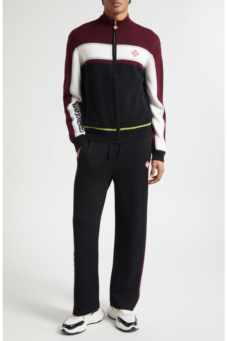 Stripe Merino Wool Knit Trousers, Alternate, color, BLACK