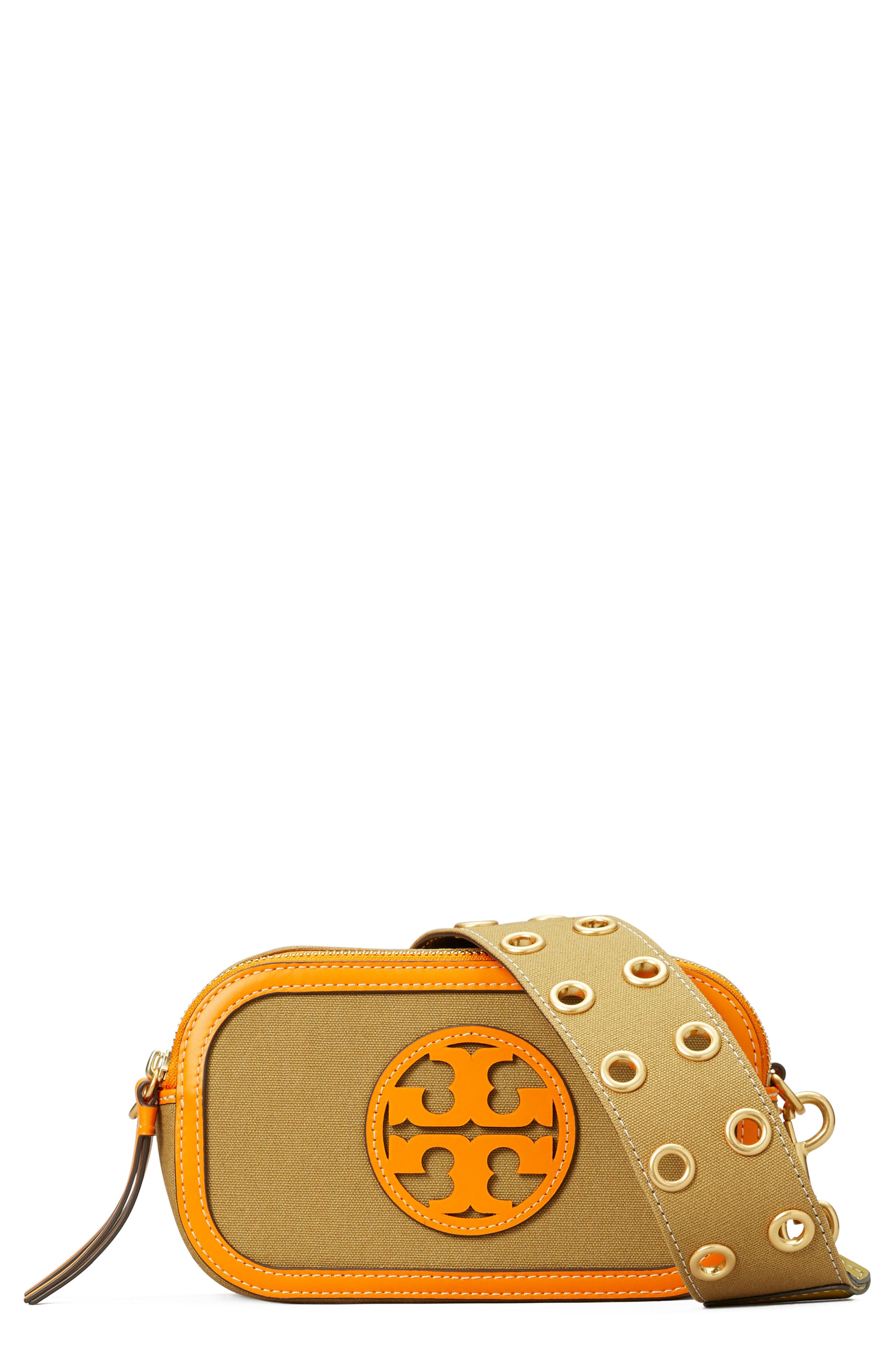 Tory Burch Mini Miller Cotton Canvas Crossbody Bag, Main, color, 