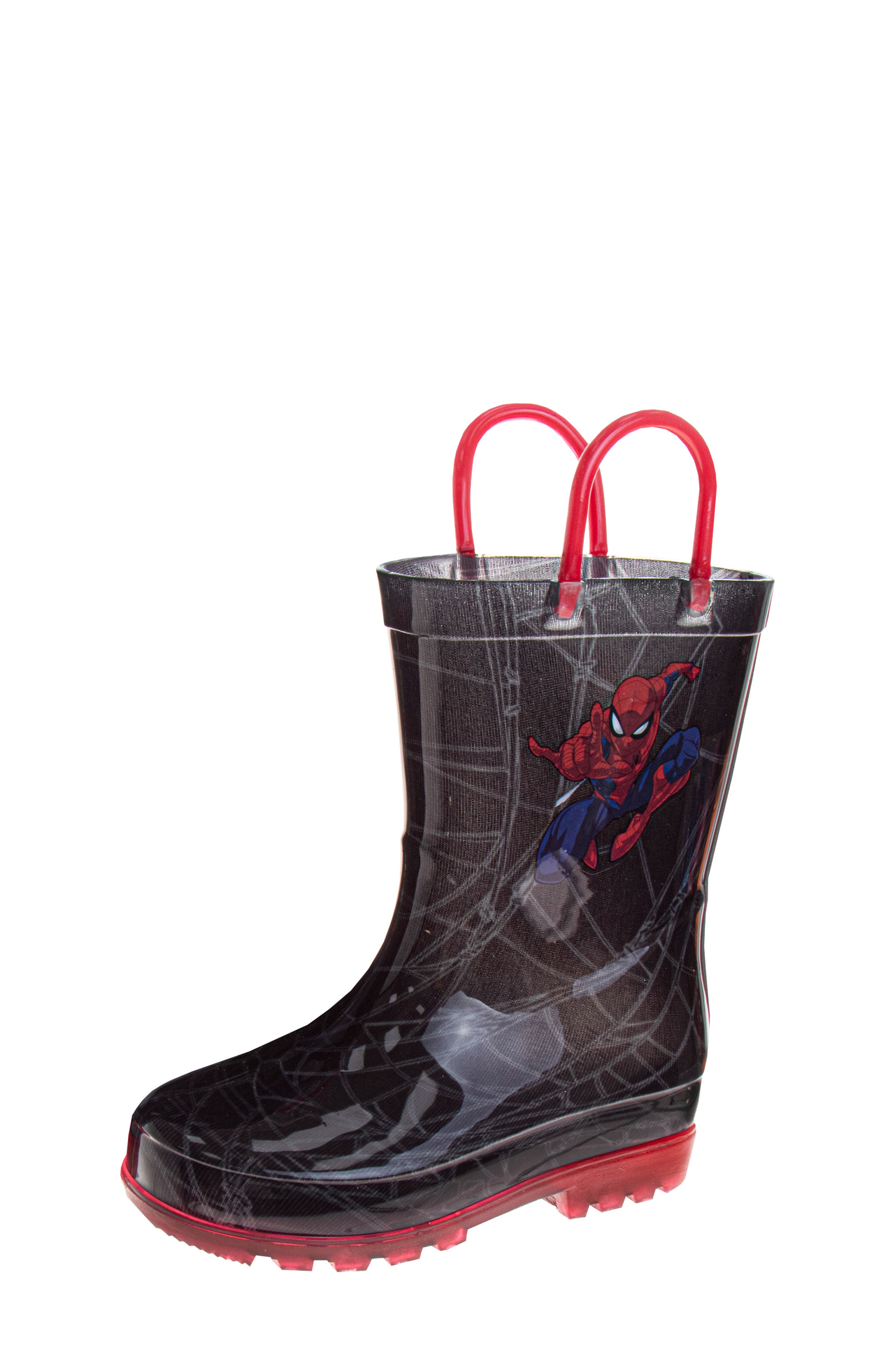 JOSMO Kids
 Spider-Man Rain Boot, Main, color, Black/ Red