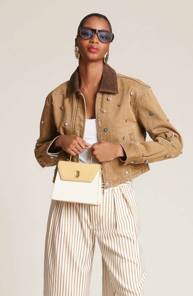 Avec Les Filles Embellished Cropped Barn Jacket, Alternate, color, Camel