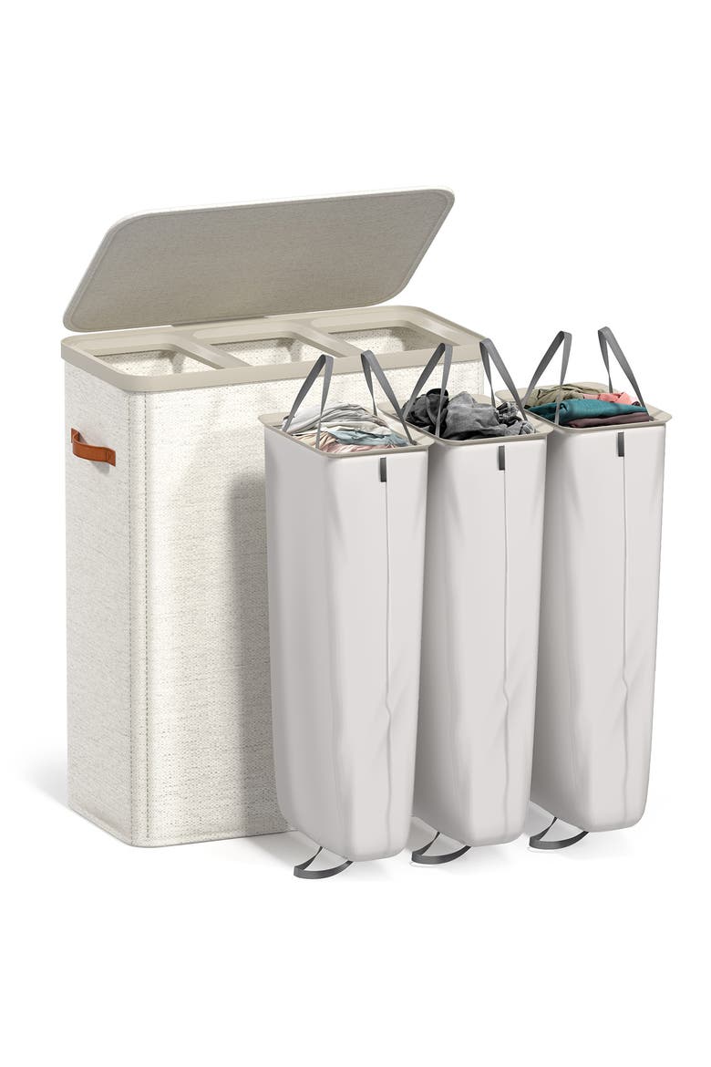 3-Compartment Laundry Basket, Alternate, color, BEIGE