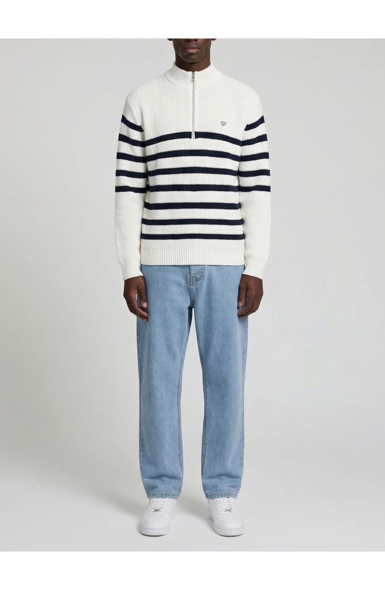 Walker & Hunt Huxley Striped Quarter Zip Sweater, Alternate, color, Off-White