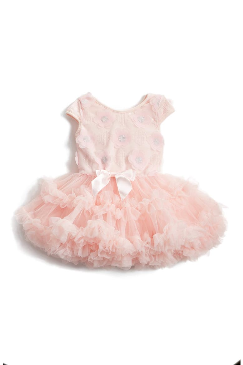 Embroidered Flower Appliqué Pettidress, Main, color, DUSTY ROSE