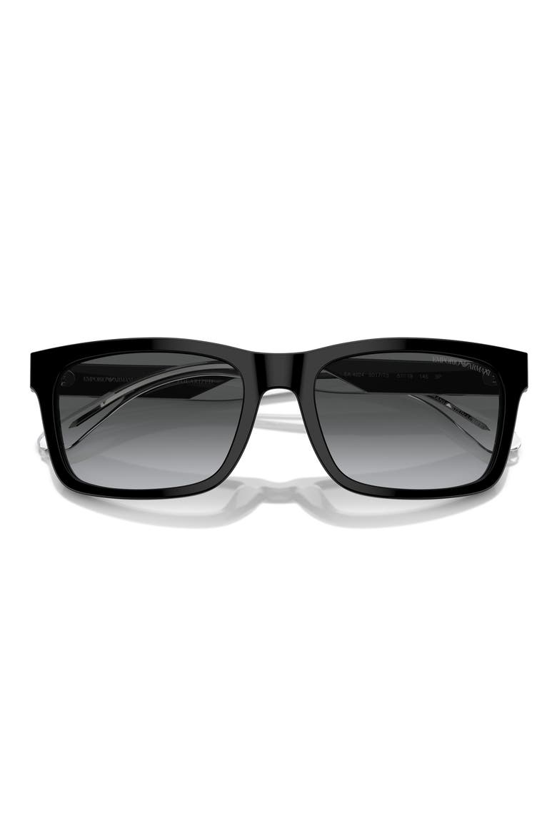 57mm Rectangle Sunglasses, Alternate, color, SHINY BLACK / DARK GREY POLAR
