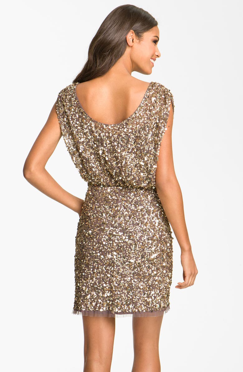 Aidan Mattox Beaded Blouson Dress, Alternate, color, 