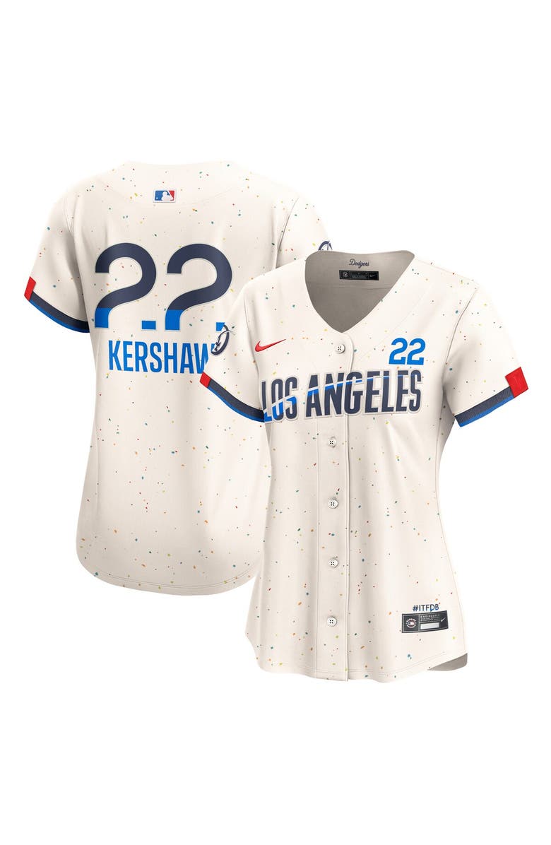 Nike Women's Nike Clayton Kershaw Cream Los Angeles Dodgers 2024 City Connect Limited Player Jersey, Main, color, 