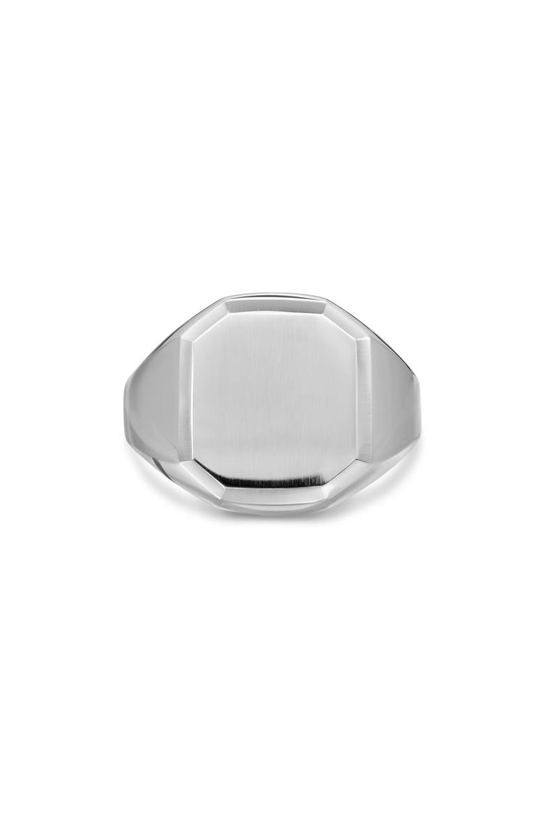 Men's Streamline Signet Ring in Sterling Silver, 18mm, Main, color, SILVER